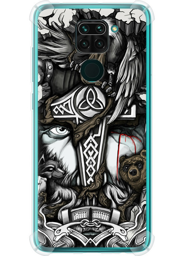 Силіконовий протиударний с посиленими кутами чохол 'Тату Вікінг' для Endorphone Xiaomi Redmi Note 9 (259403707)
