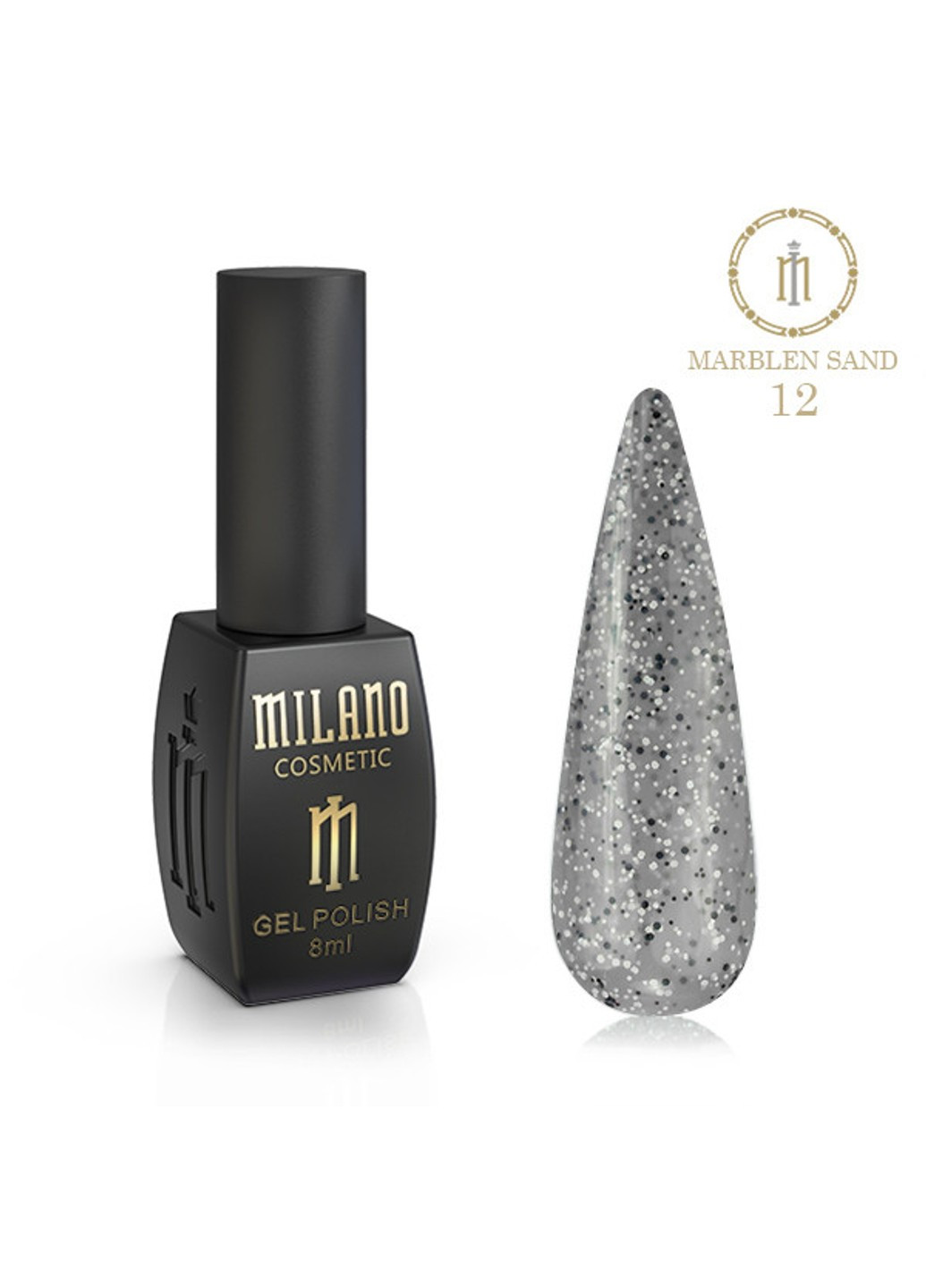 Гель-лак с темными и светлыми конфетти мраморный песок MARBLEN SAND 8ml №12 Milano (262291887)