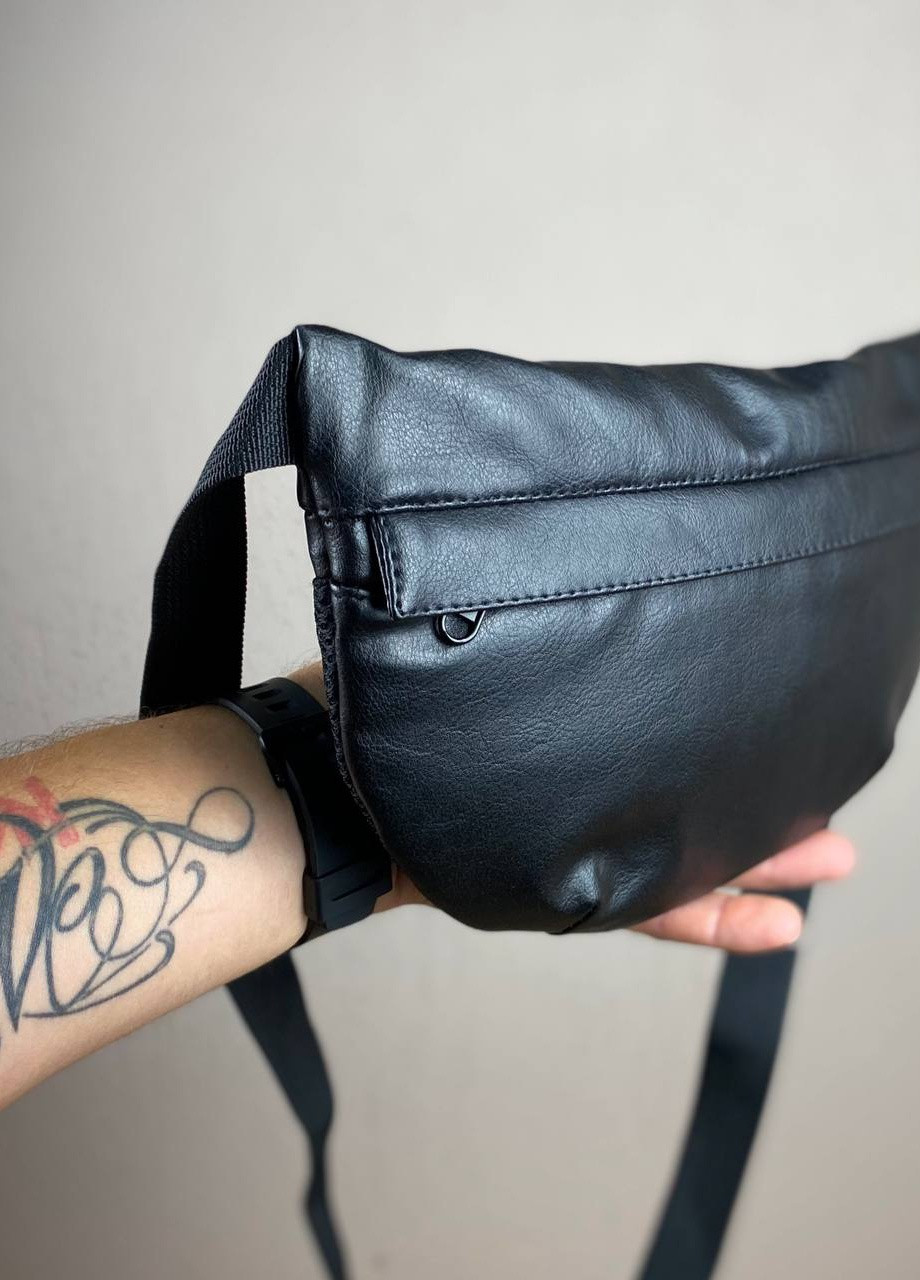 Нагрудна поясна чорна сумка бананка екошкіра Turtle YR No Brand (258615609)