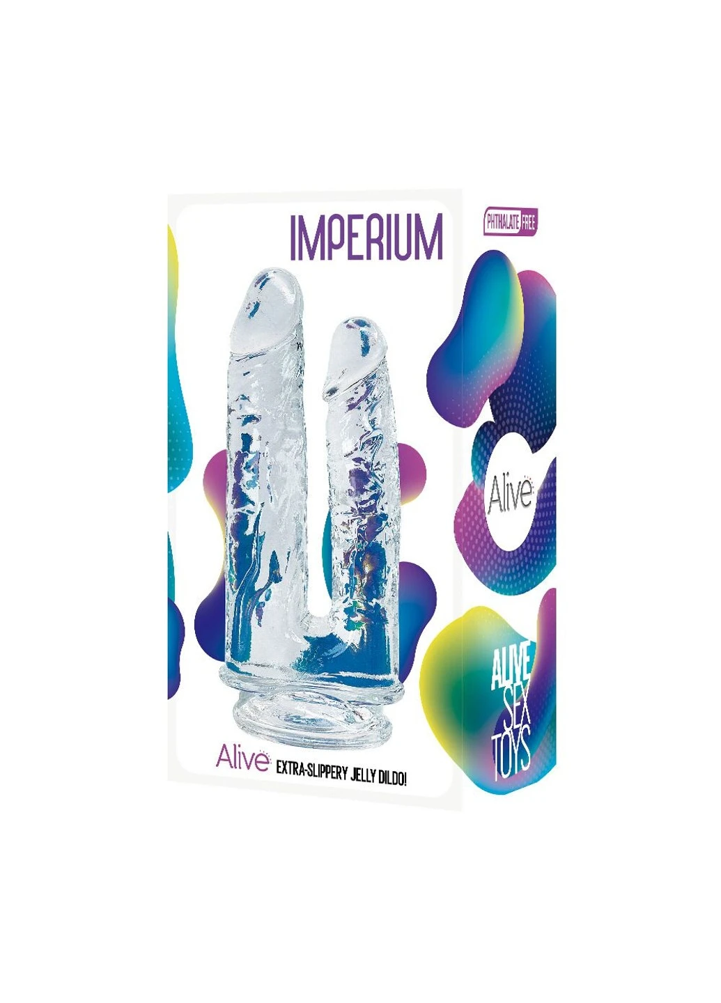Прозорий фалоімітатор Imperium Jelly Dildo для подвійного проникнення Alive (277235922)