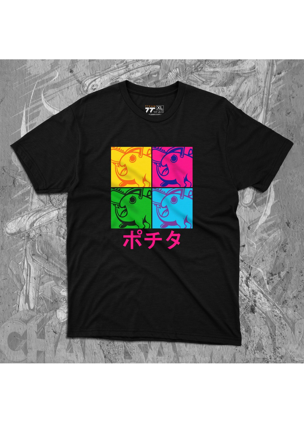 Черная футболка с принтом человек бензопила - почита поп арт No Brand