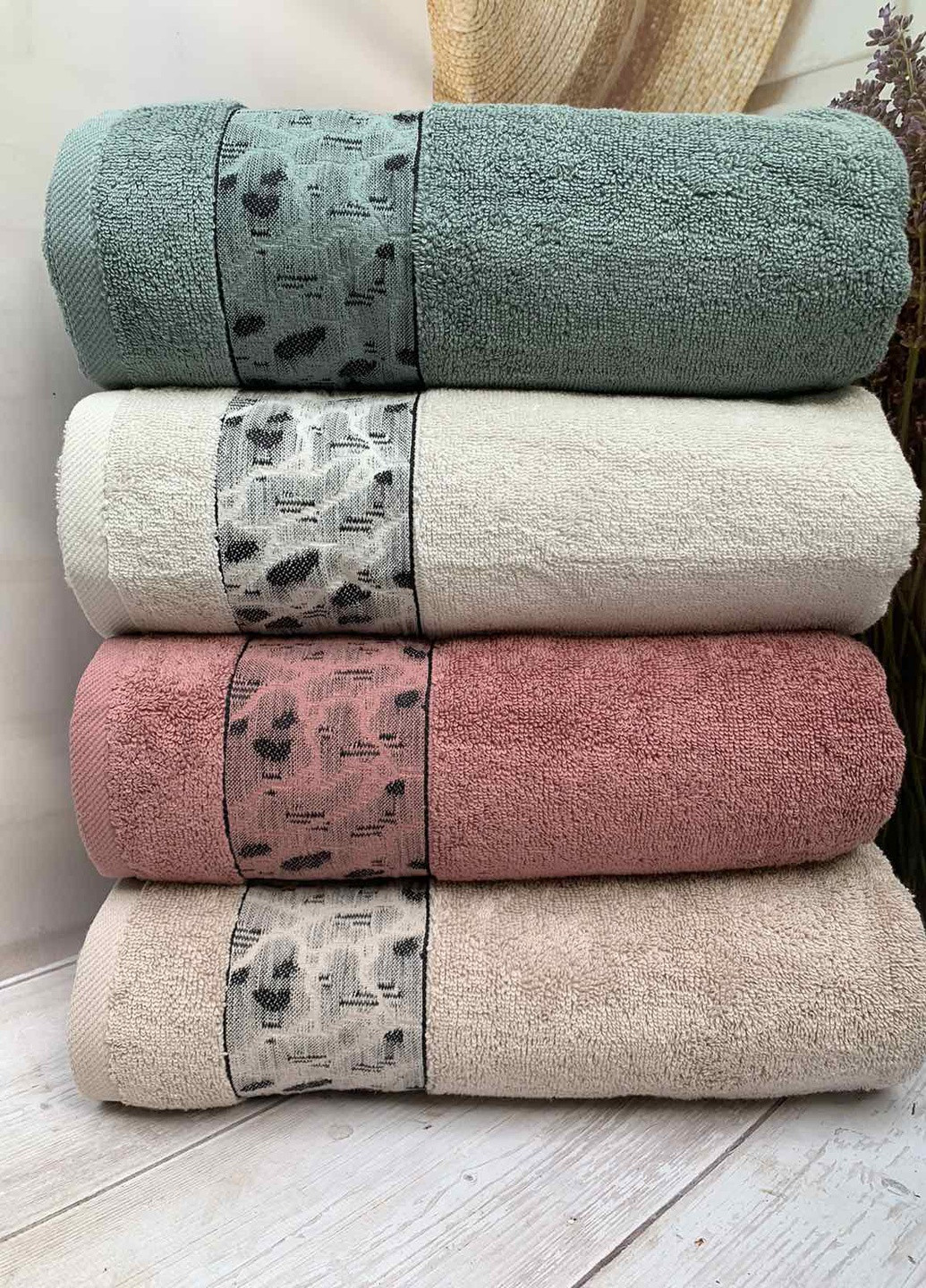 Sikel набор жаккардовых полотенцев для ванной penye frigya 70х140см (4 штуки) орнамент комбинированный производство - Турция