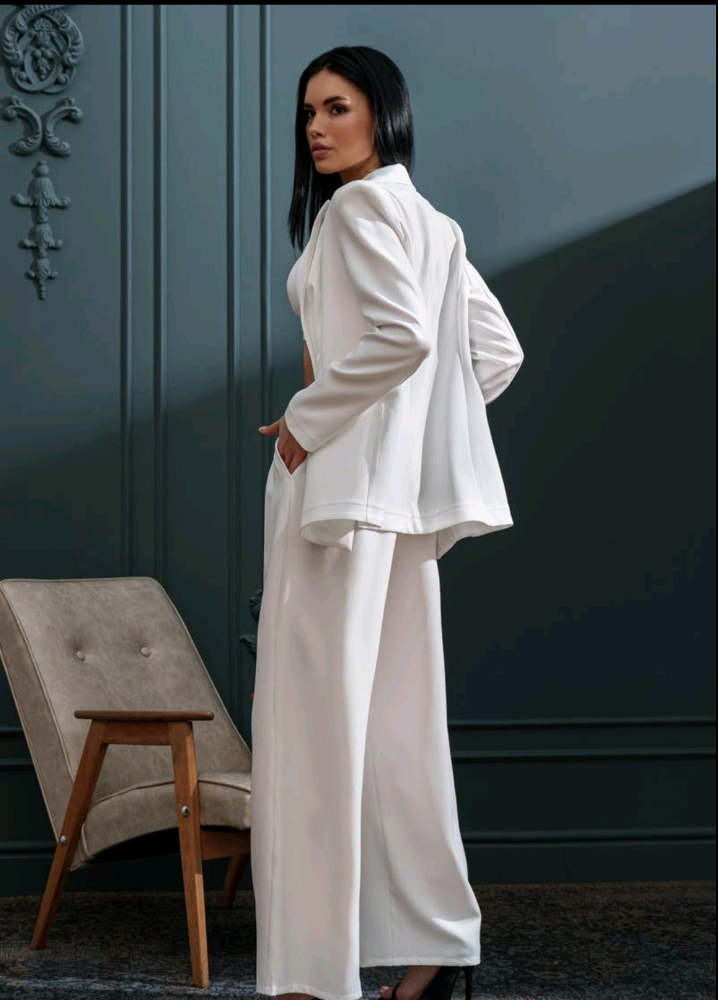 Костюм брючний жіночий з піджаком та брюками палаццо itelle свободная (258286158)