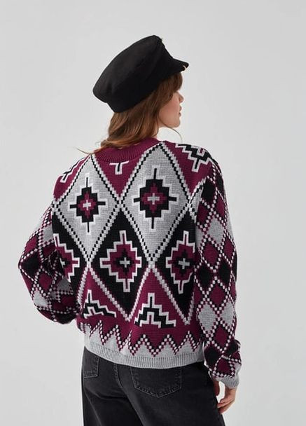 Бордовый свитер в этно-стиле бренди бордовый Guash