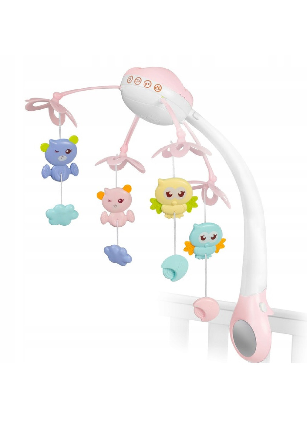 Мобіль на ліжечко з іграшками проектором мелодіями дистанційним керуванням для дітей малюків (475470-Prob) Рожевий Unbranded (267890428)