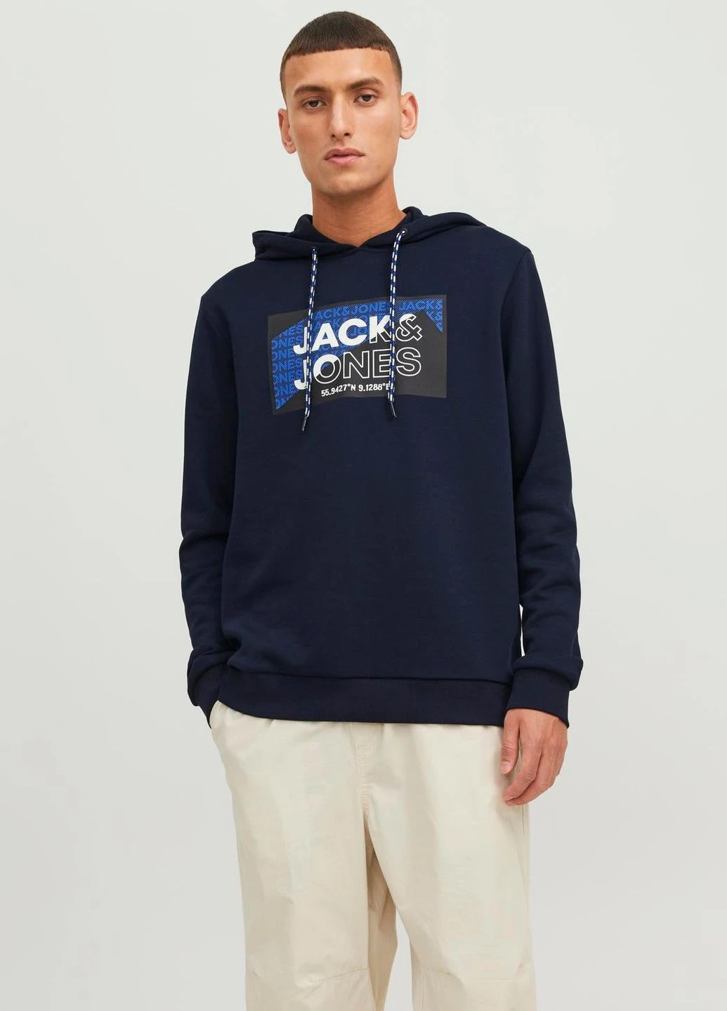 Худи флис,темно-синий с принтом,JACK&JONES Jack & Jones (275124311)