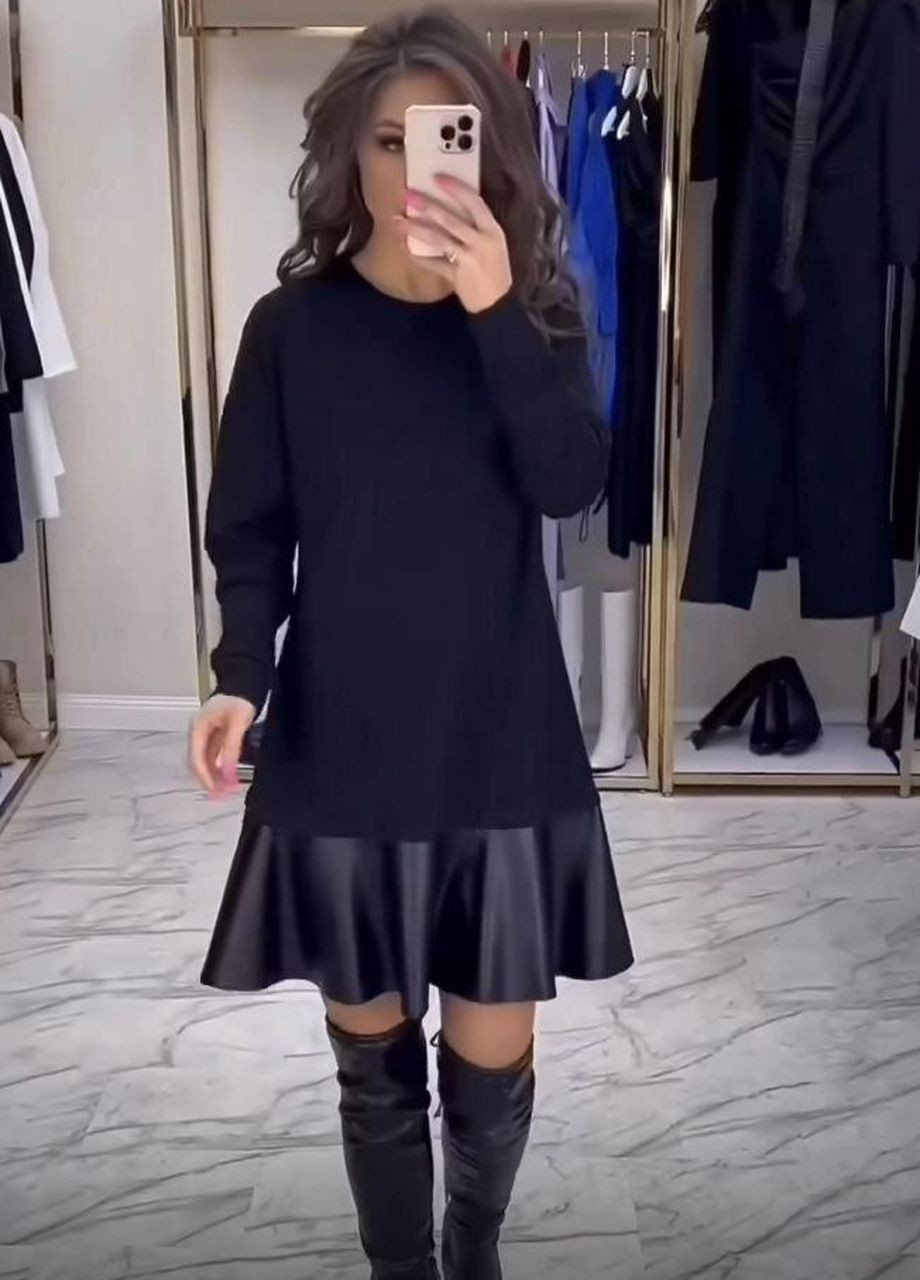 Чорна повсякденний сукня вільного крою popluzhnaya