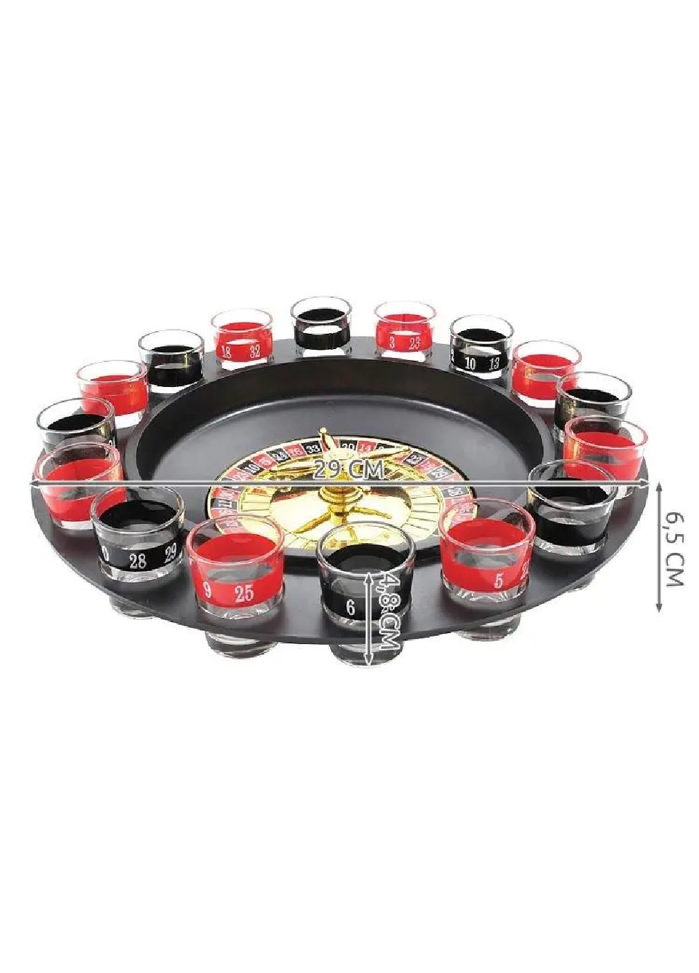 Рулетка подарочная алкогольная алкорулетка для вечеринок на 16 стеклянных рюмок стаканов 29х6.5 см (476256-Prob) Unbranded (277978163)