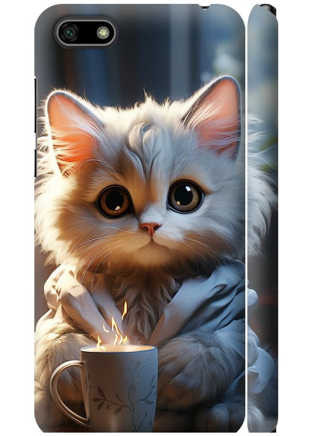 3D пластиковый матовый чехол 'White cat' для Endorphone huawei y5 2018 (265398424)