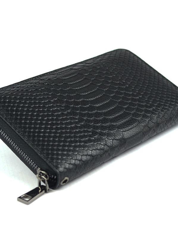 Шкіряний чоловічий чорний клатч гаманець на блискавці, маленький класичний клатч з натуральної шкіри No Brand (266623580)