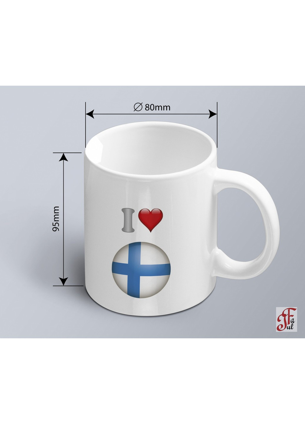 Чашка з принтом я люблю Фінляндію з зображенням прапору Фінляндія (02010109031) ЗаСвіт (261333160)