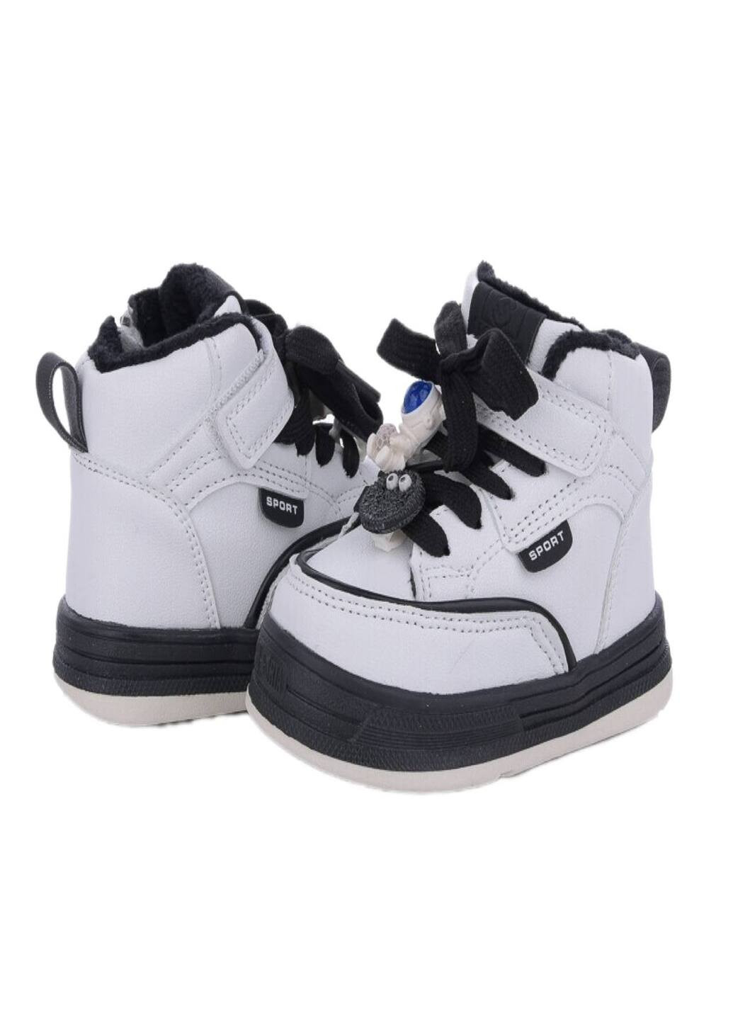 Черно-белые осенние ботинки хайтопы для девочки в бело/черном цвете. Paliament