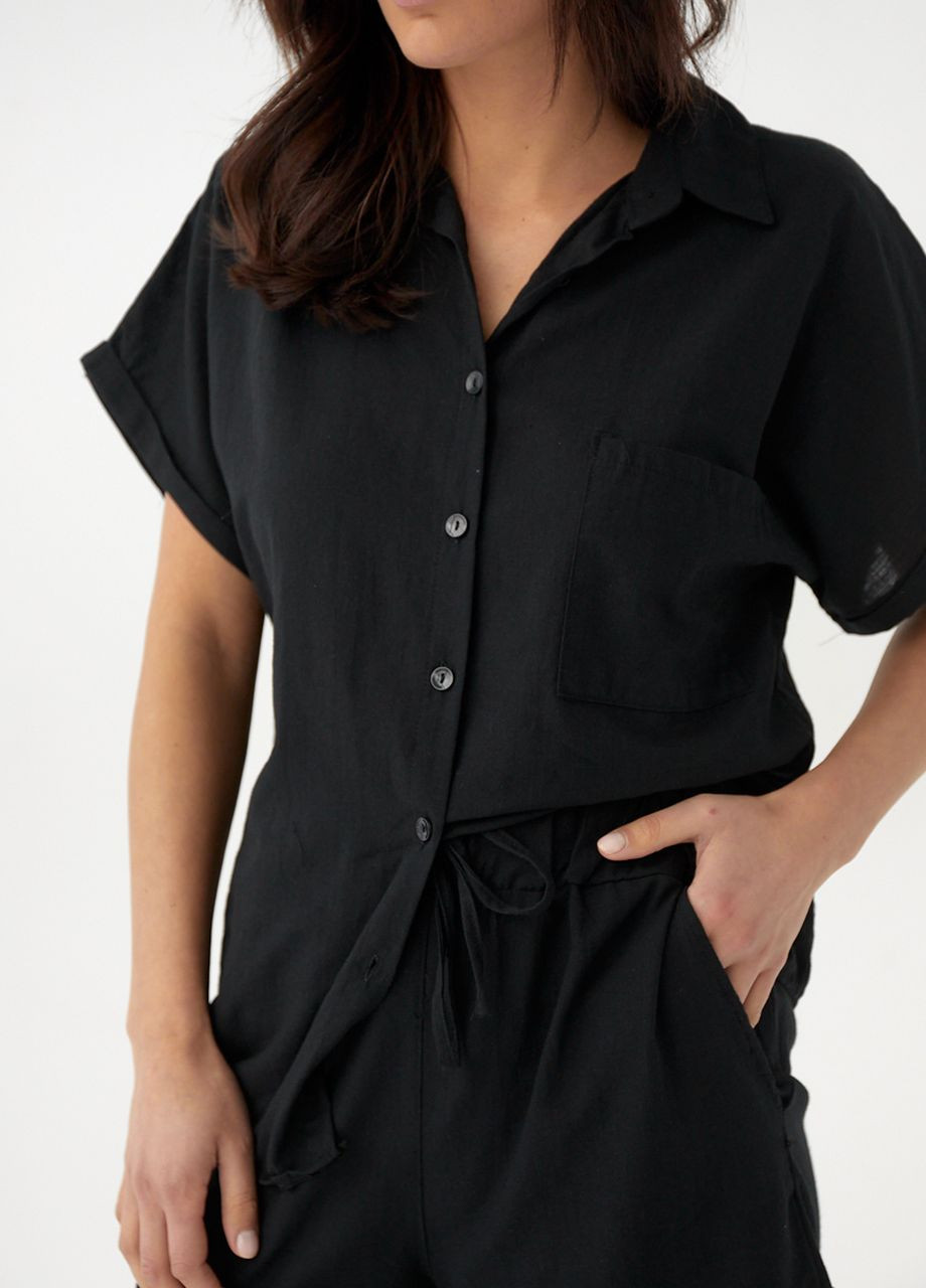 Женский летний костюм шорты и рубашка - черный No Brand (262809883)