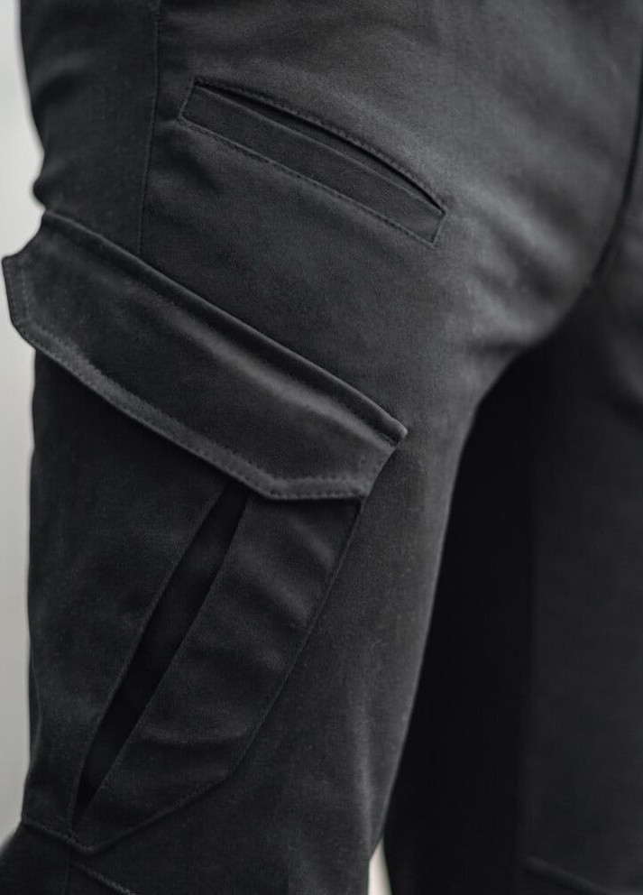 Черные демисезонные карго брюки Pobedov