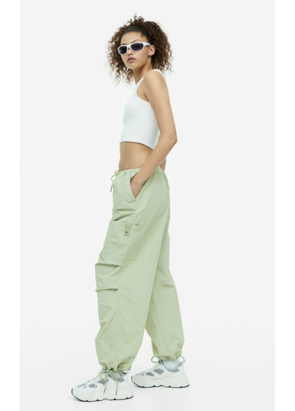 Женские брюки парашюты Н&М (55906) XS Светло-зеленые H&M (259302770)