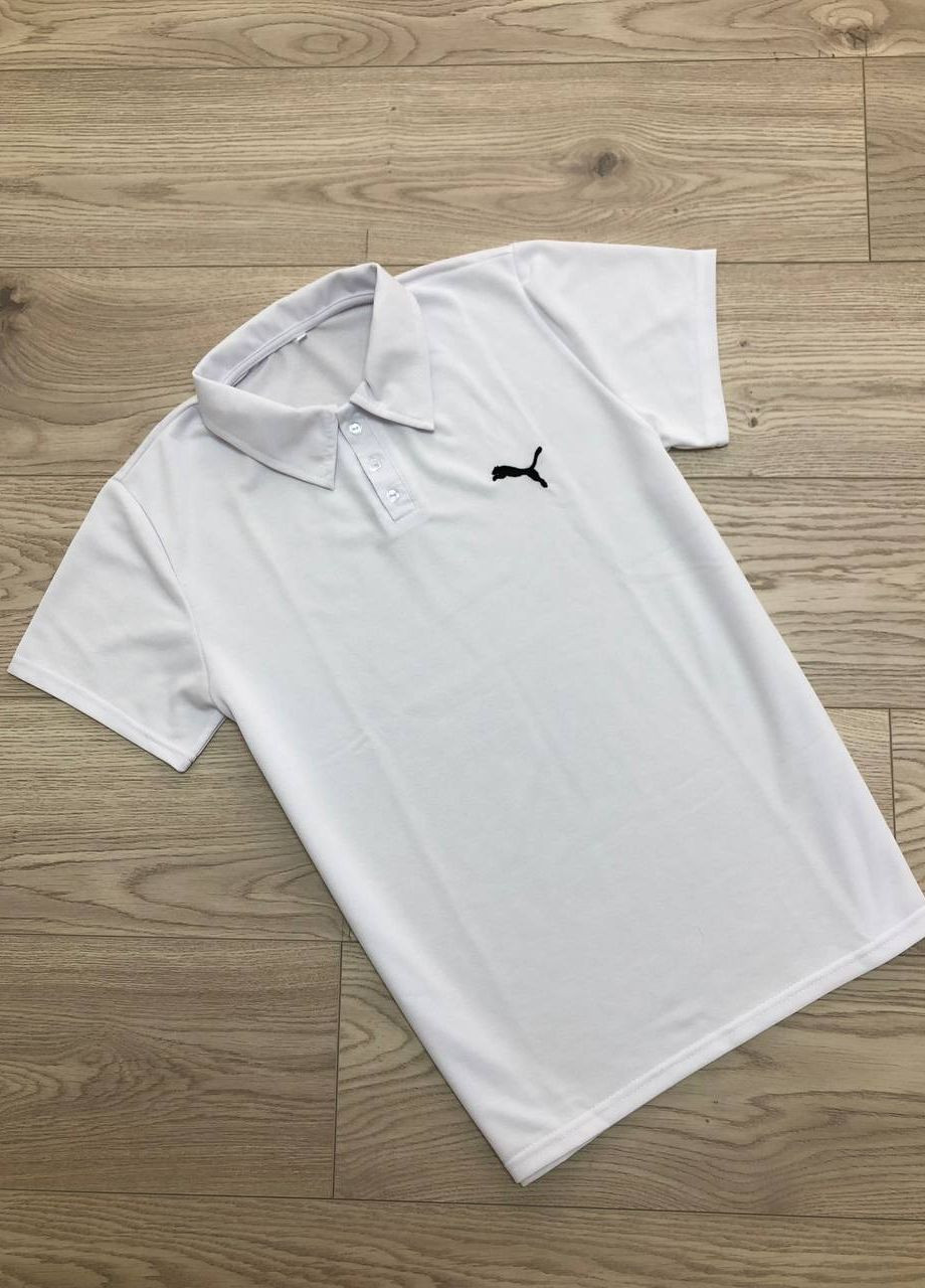 Белая футболка-спортивне поло з лого puma для мужчин Vakko однотонная
