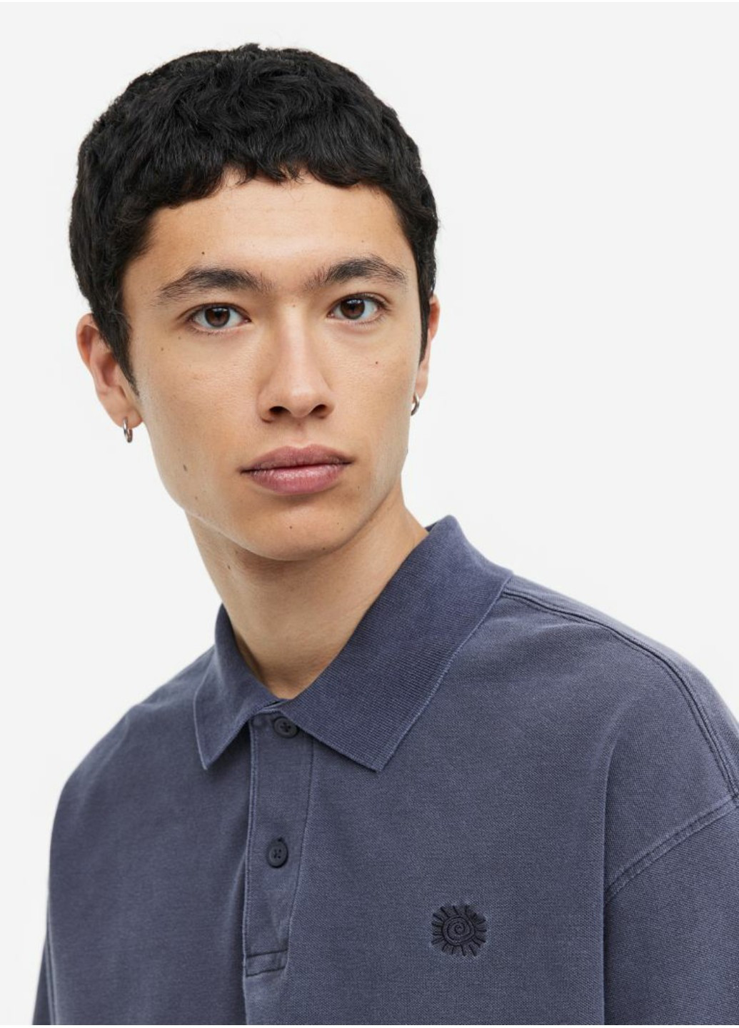 Темно-серая мужская футболка с воротником н&м (55689) s темно-серая H&M