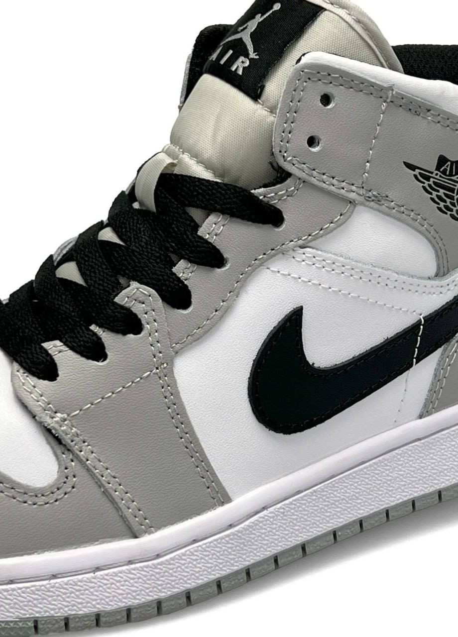 Серые зимние кроссовки женские, вьетнам Nike Air Jordan 1 High Gray White Black Fur