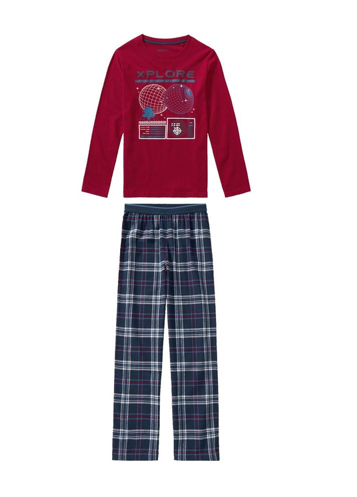 Красная зимняя пижама для мальчика кофта + брюки Pepperts