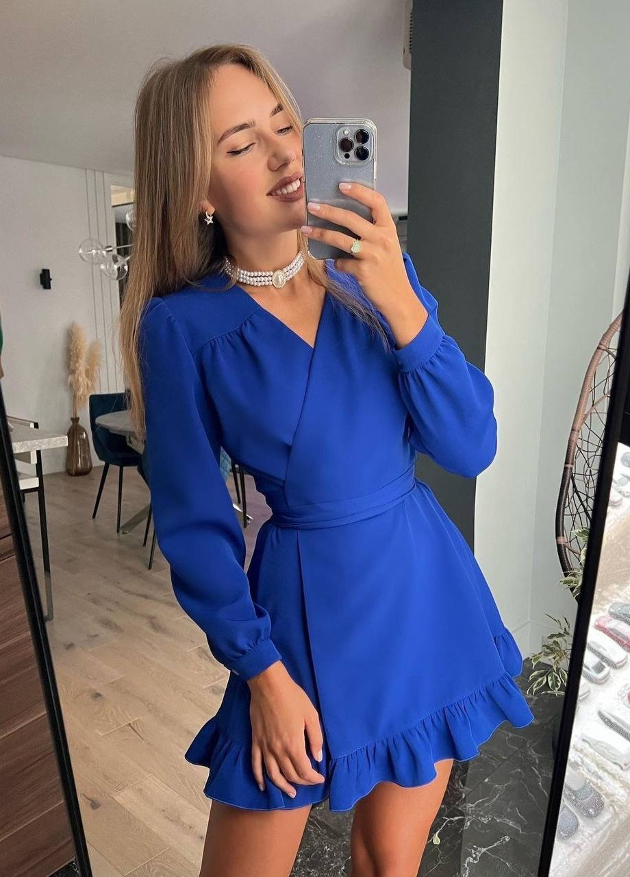 Синее платье на запах popluzhnaya