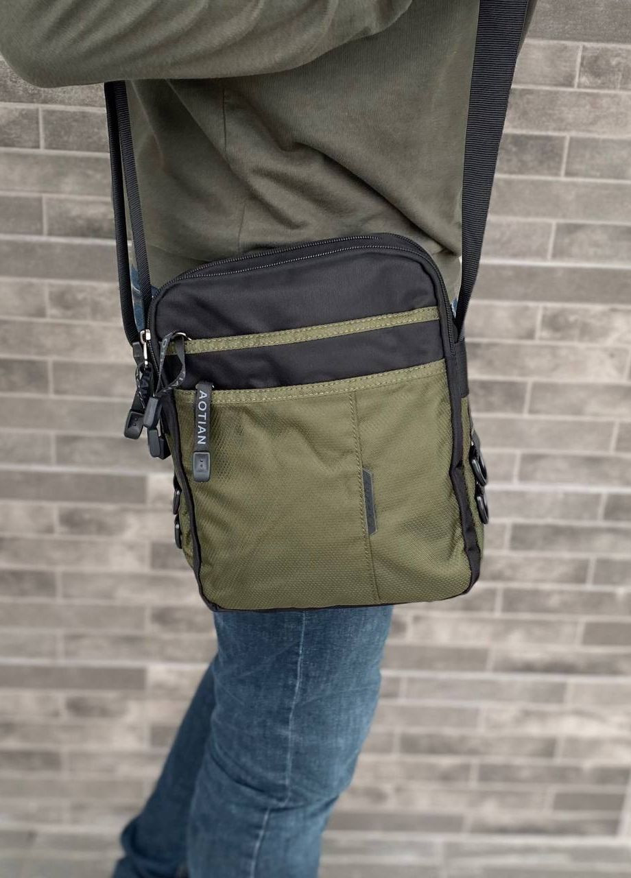 Чоловіча двустороння сумка-барсетка через плече Commander 8 green Jingpin (265534872)