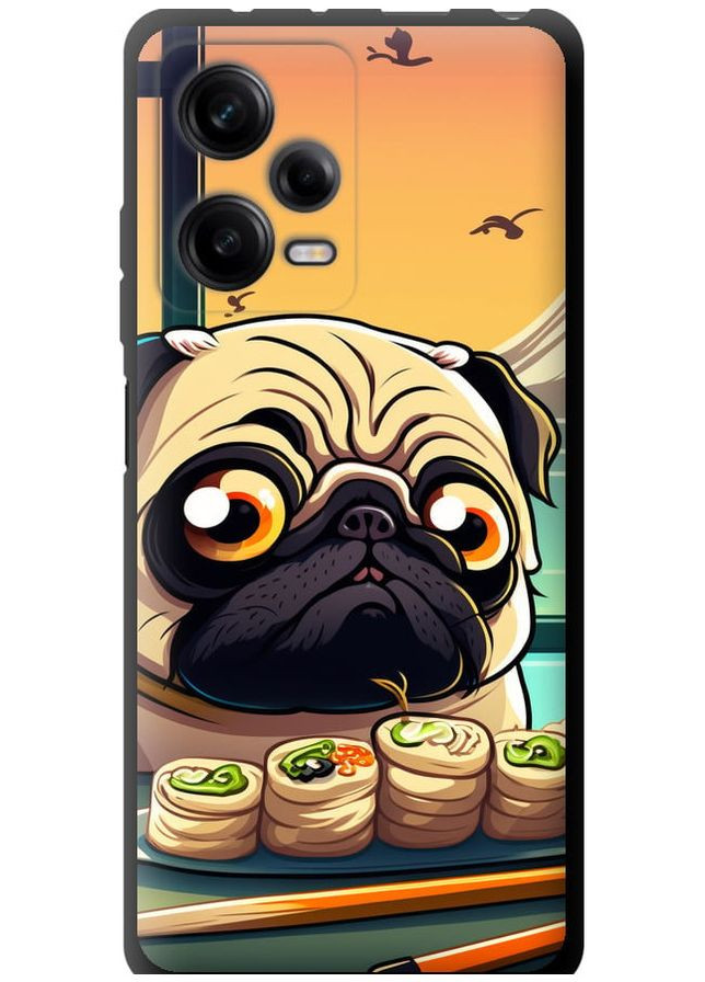 TPU черный чехол 'Мопс и суши' для Endorphone Xiaomi Redmi Note 12 Pro 5G (276313543)