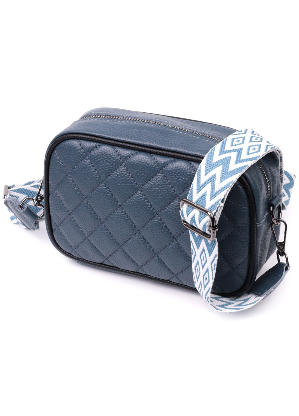 Шкіряна сумка через плече на одне відділення для жінок 22385 Синя Vintage (276461821)