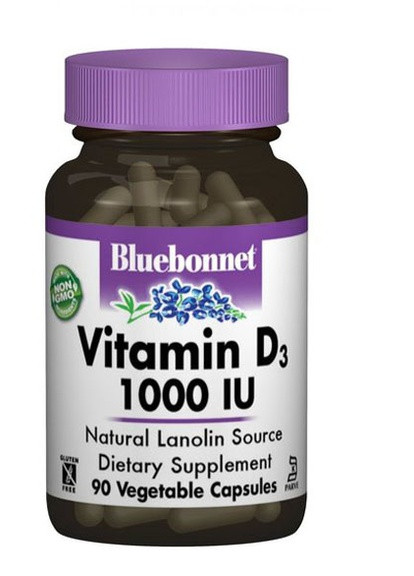 Vitamin D3 1000IU 90 Veg Caps Bluebonnet Nutrition (256724444)