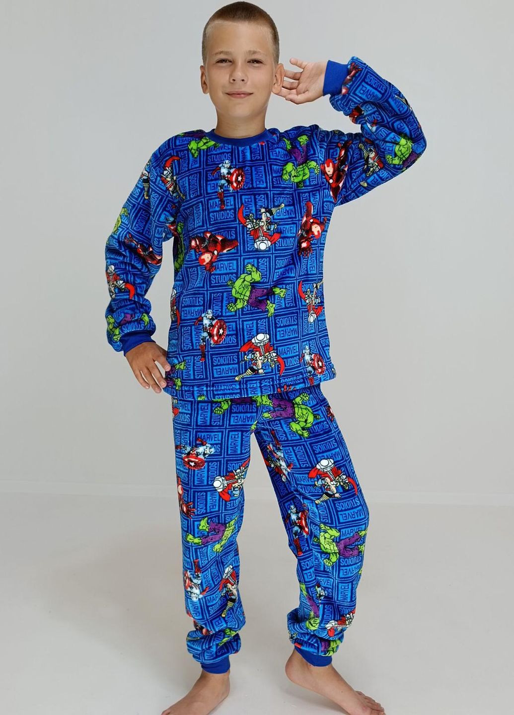 Синяя зимняя пижама детская зимняя супергерои 158 см синяя 88537450-5 Triko