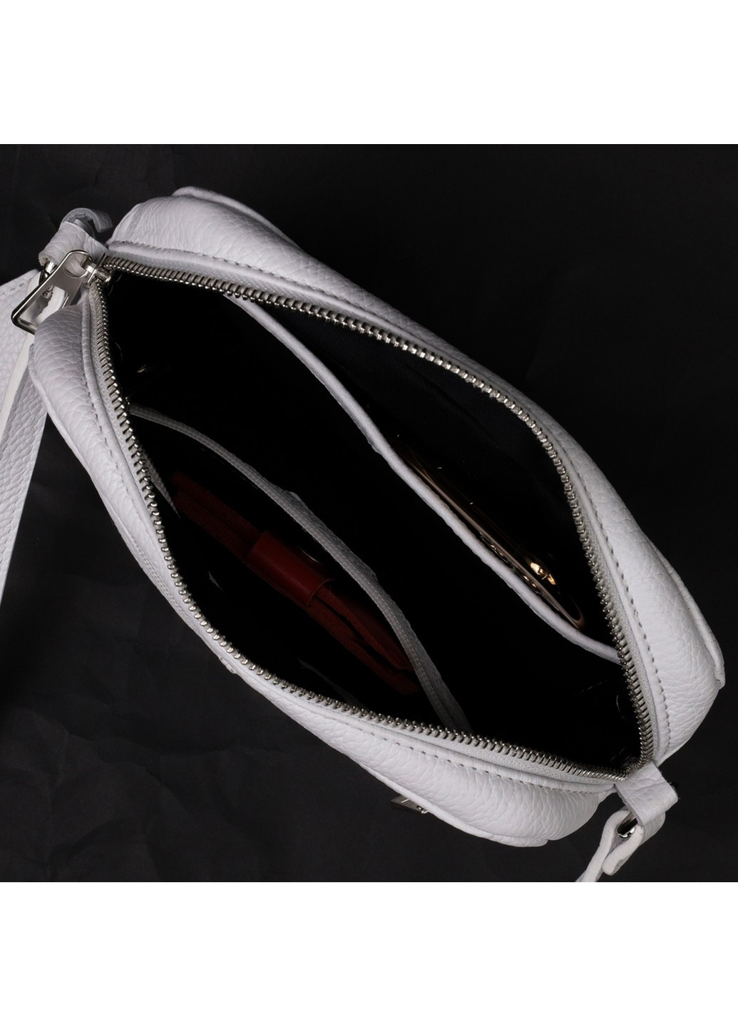 Женская сумка кросс-боди из натуральной кожи 11650 Белая Grande Pelle (267507162)