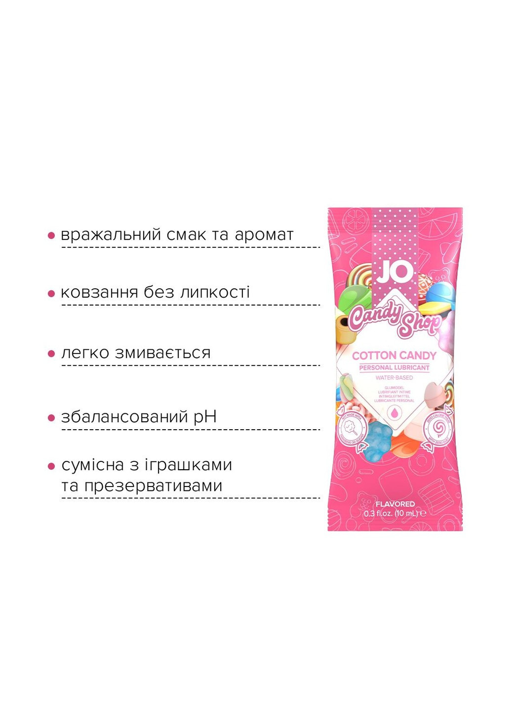 Набір лубрикантів Foil Display Box – JO H2O Lubricant – Cotton Candy – 12 × 10ml System JO (277236084)