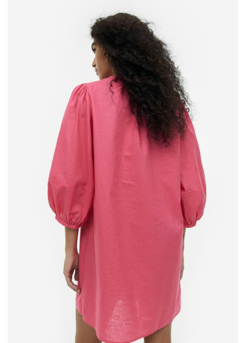 Розовое повседневный женское льняное платье н&м (55840) xs розовое H&M