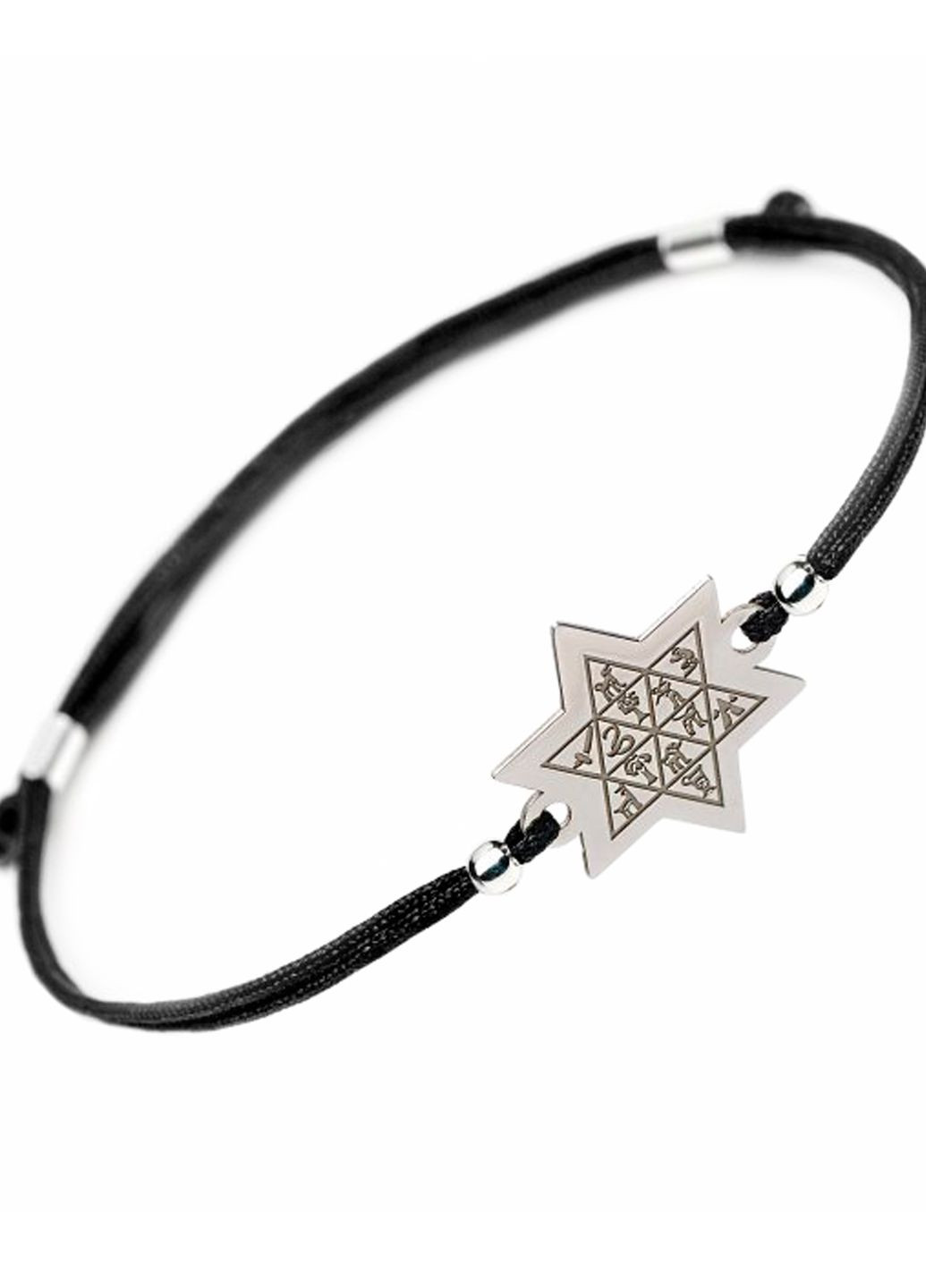 Серебряный браслет на черной нити Шестиугольная звезда Давида Family Tree Jewelry Line (266038506)