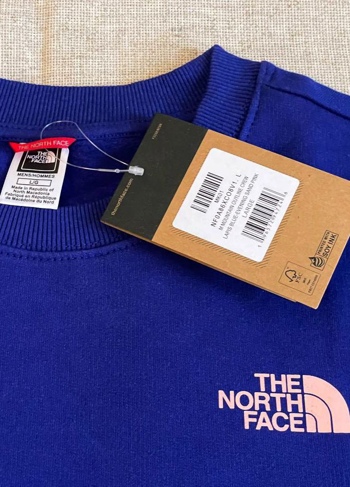 Світшот кофта реглан The North Face - крій логотип синій бавовна - (268222909)