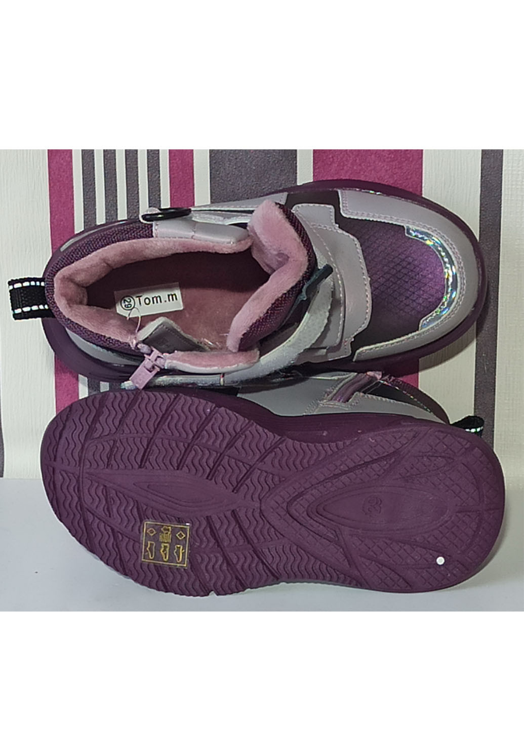 Фиолетовые повседневные осенние демисезонные ботинки для девочки утепленные на флисе 10269н фиолетовые том м Tom.M