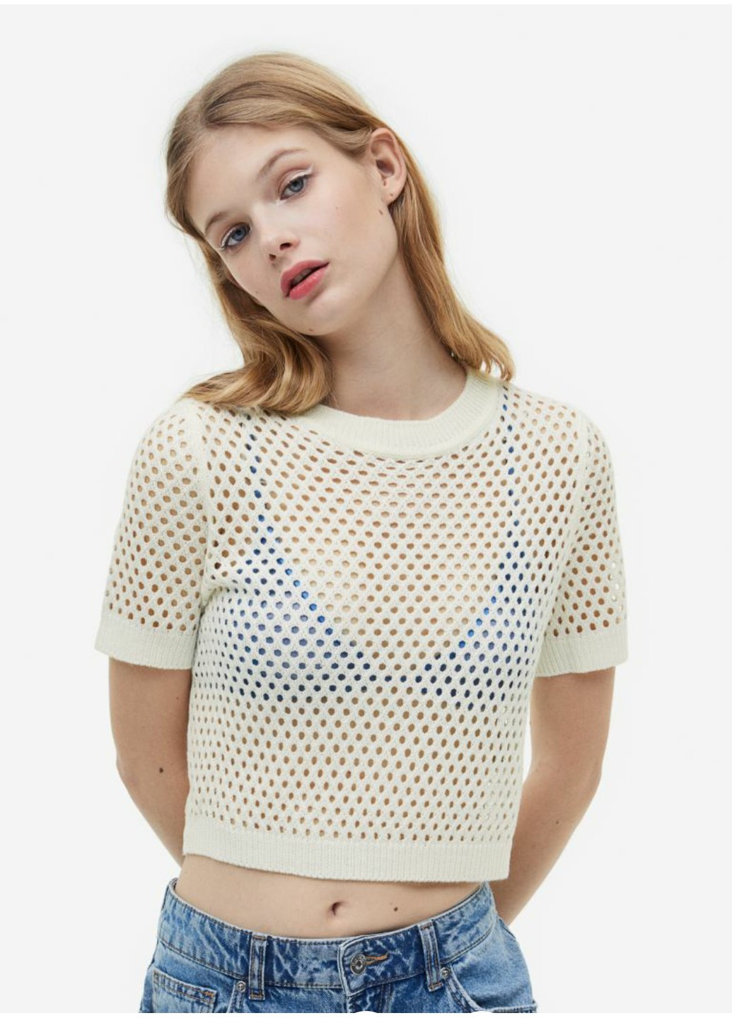 Жіночий в'язаний топ Н&М (55708) 34 Білий H&M (258885889)