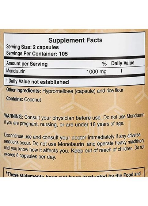 Double Wood Monolaurin 1000 mg 210 Caps Double Wood Supplements (260479049)