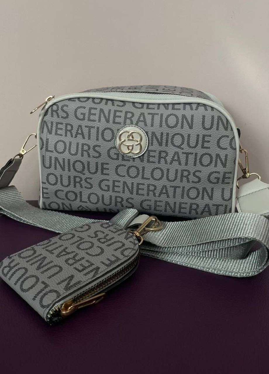 Турецкая кросс-боди сумка с подкладкой и двумя отделениями, шикарная тёмно-серая мини сумочка из экокожи с регулируемым ремешком No Brand р-1359-31 (268125626)