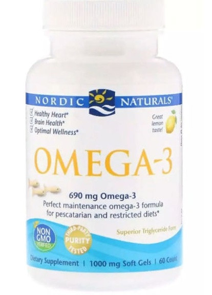 Omega-3 1000 mg 60 Soft gels Lemon NOR41760 Nordic Naturals (256725590)