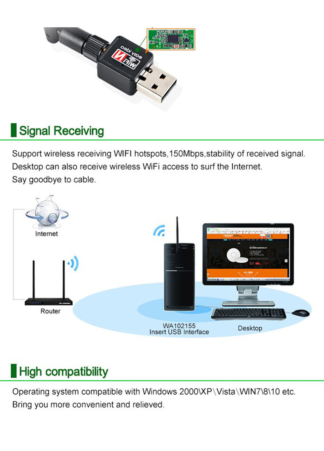 Антенна посилення сигналу UKC Адаптер WF 802.1IN Idea (272795982)