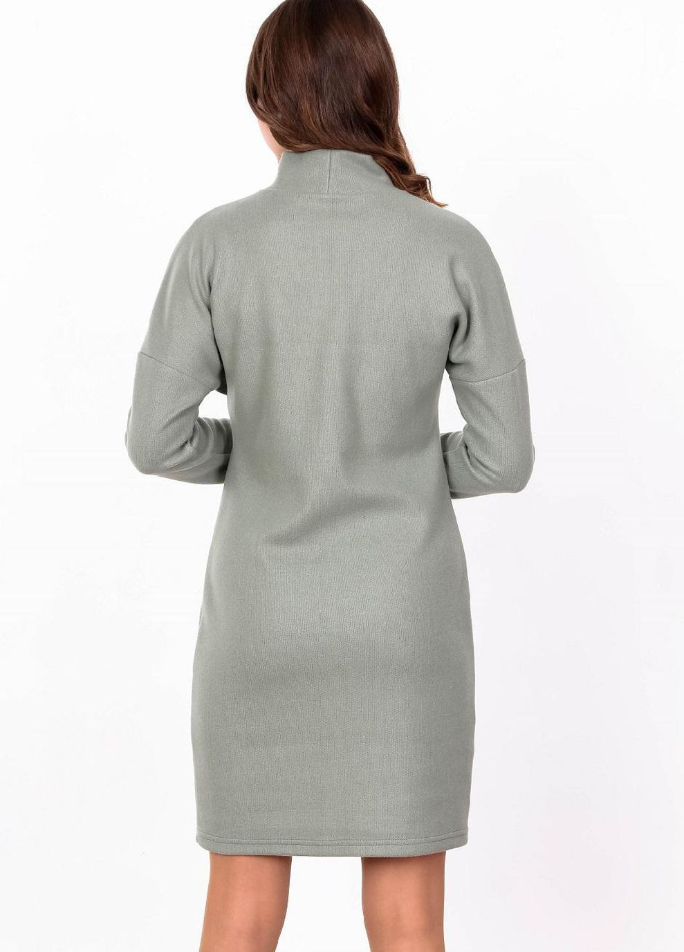 Фисташковое кэжуал платье теплое женское 112 однотонный ангора вязка фисташковое Актуаль