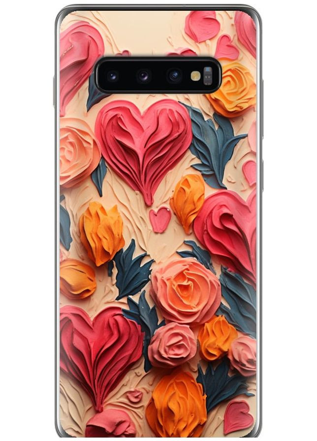 Силиконовый чехол 'Сердечки 3' для Endorphone Samsung Galaxy S10 Plus (267237824)