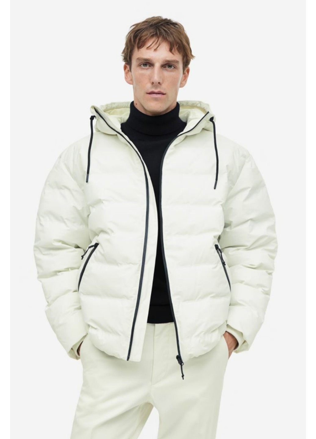 Біла демісезонна чоловіча водовідштовхуюча утеплена куртка н&м (56406) м біла H&M