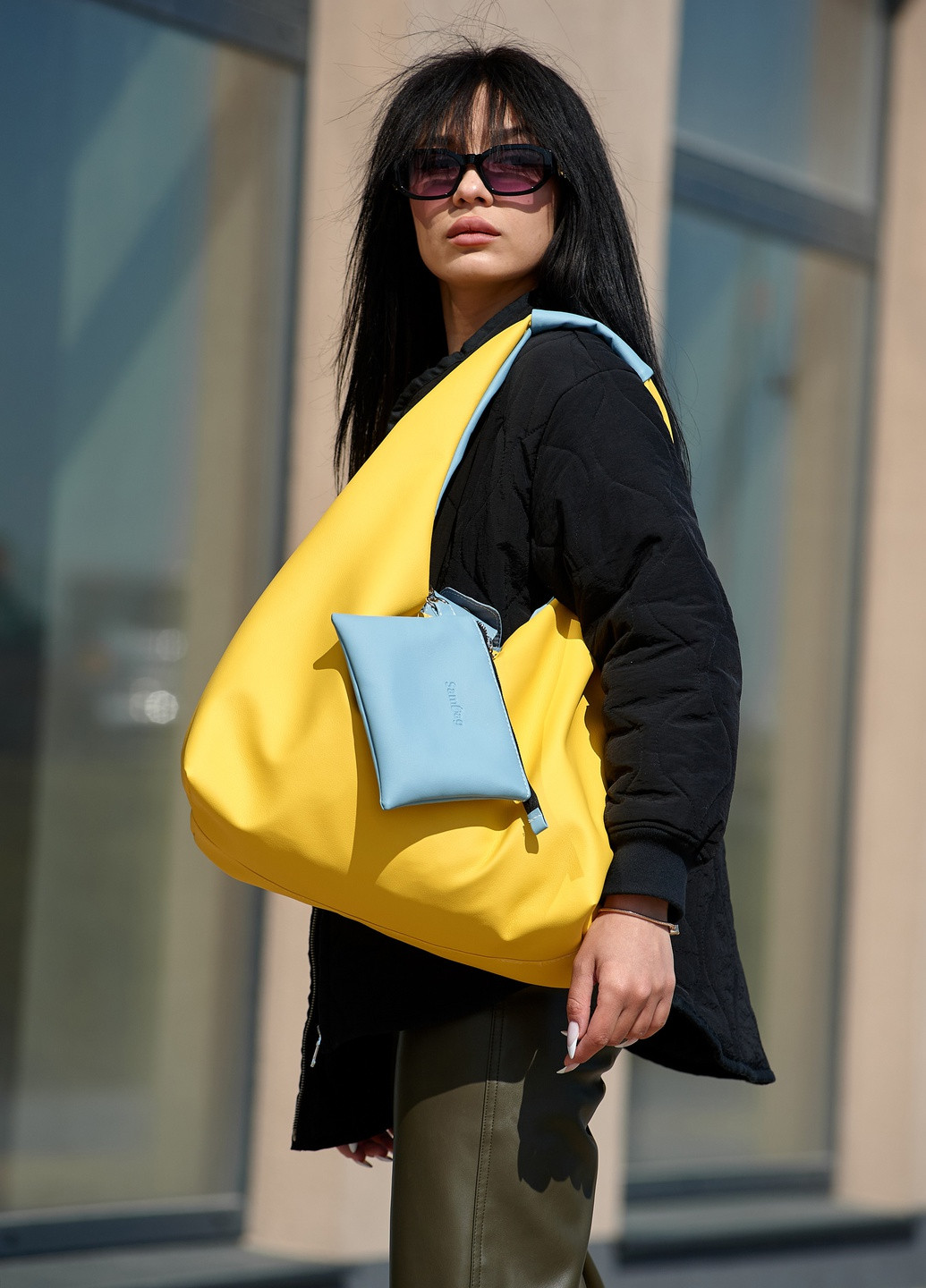 Жіноча сумка HOBO L жовто-блакитна Sambag (259040447)