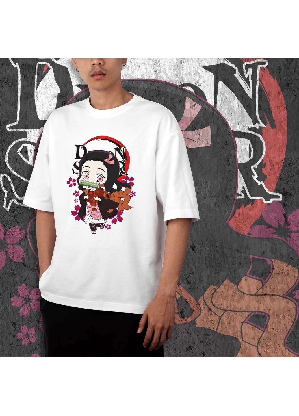 Белая футболка c принтом клинок рассекающий демонов - незуко кид we No Brand