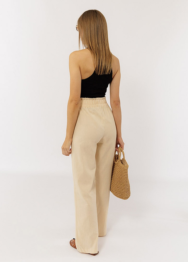 Жіночі широкі літні штани колір бежевий ЦБ-00219295 Yuki (259498567)