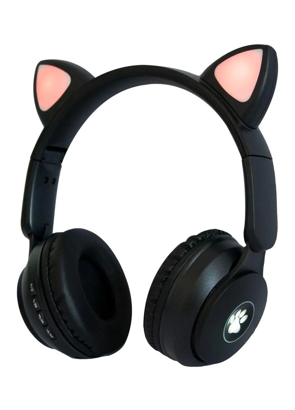 Бездротові дитячі компактні блютус навушники зі котячими вушками і лапами що світяться 19х18х7 см (474148-Prob) Чорні Unbranded (257470813)