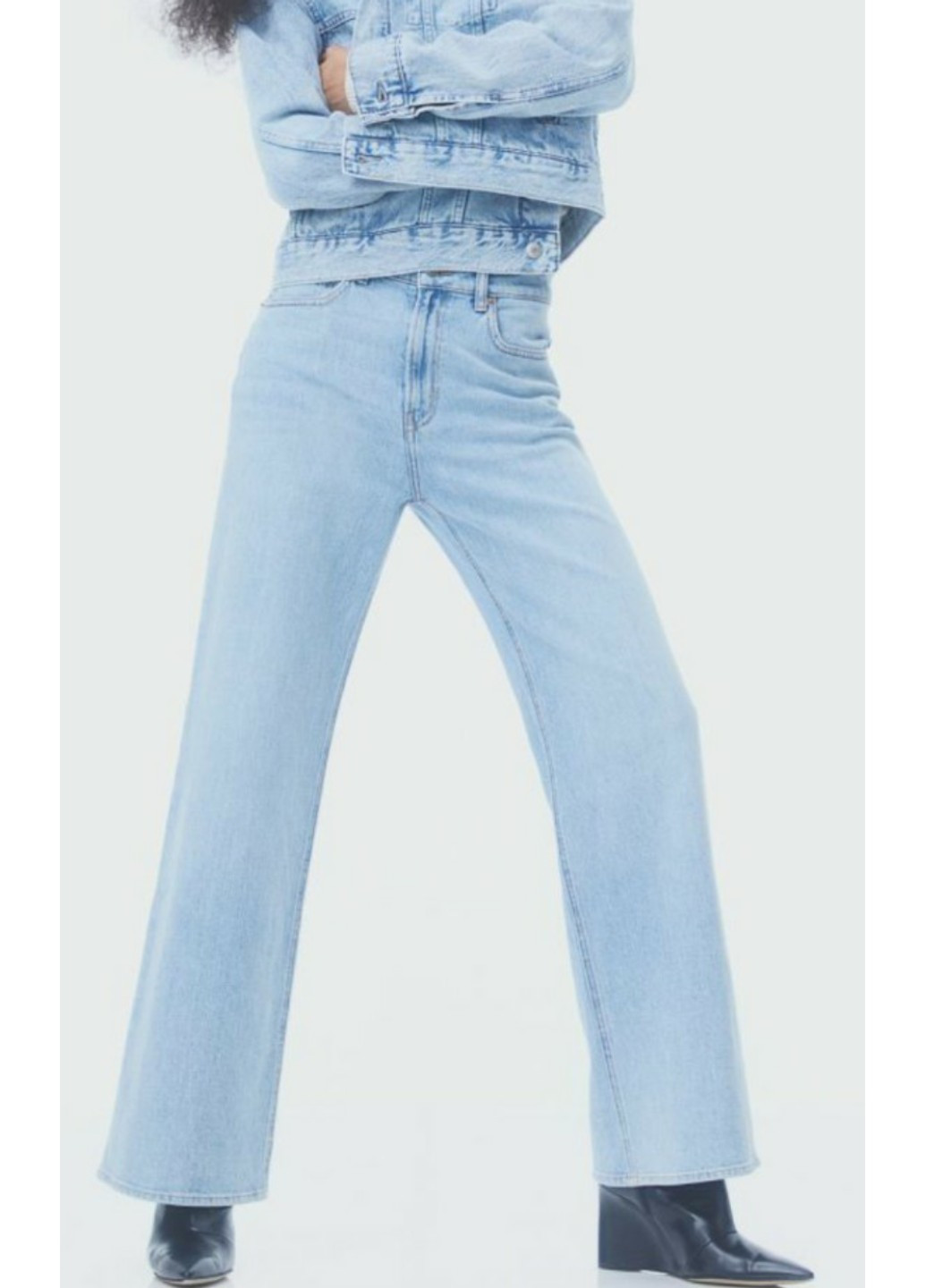 Жіночі джинси Wide Nigh (56056) W34 Блакитні H&M - (260644917)