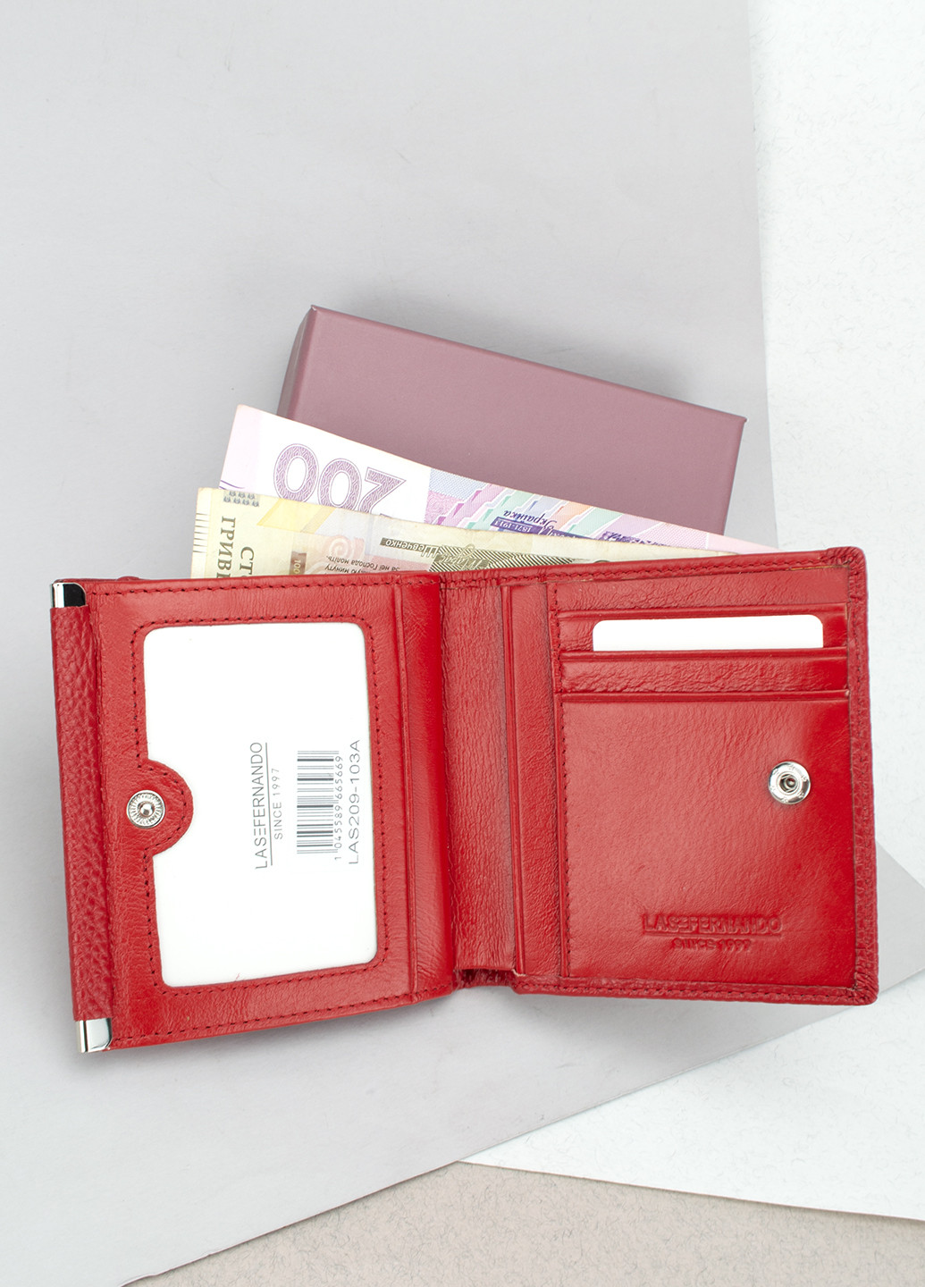 Жіночий шкіряний гаманець Las 209-103A маленький червоний Fernando (276717065)