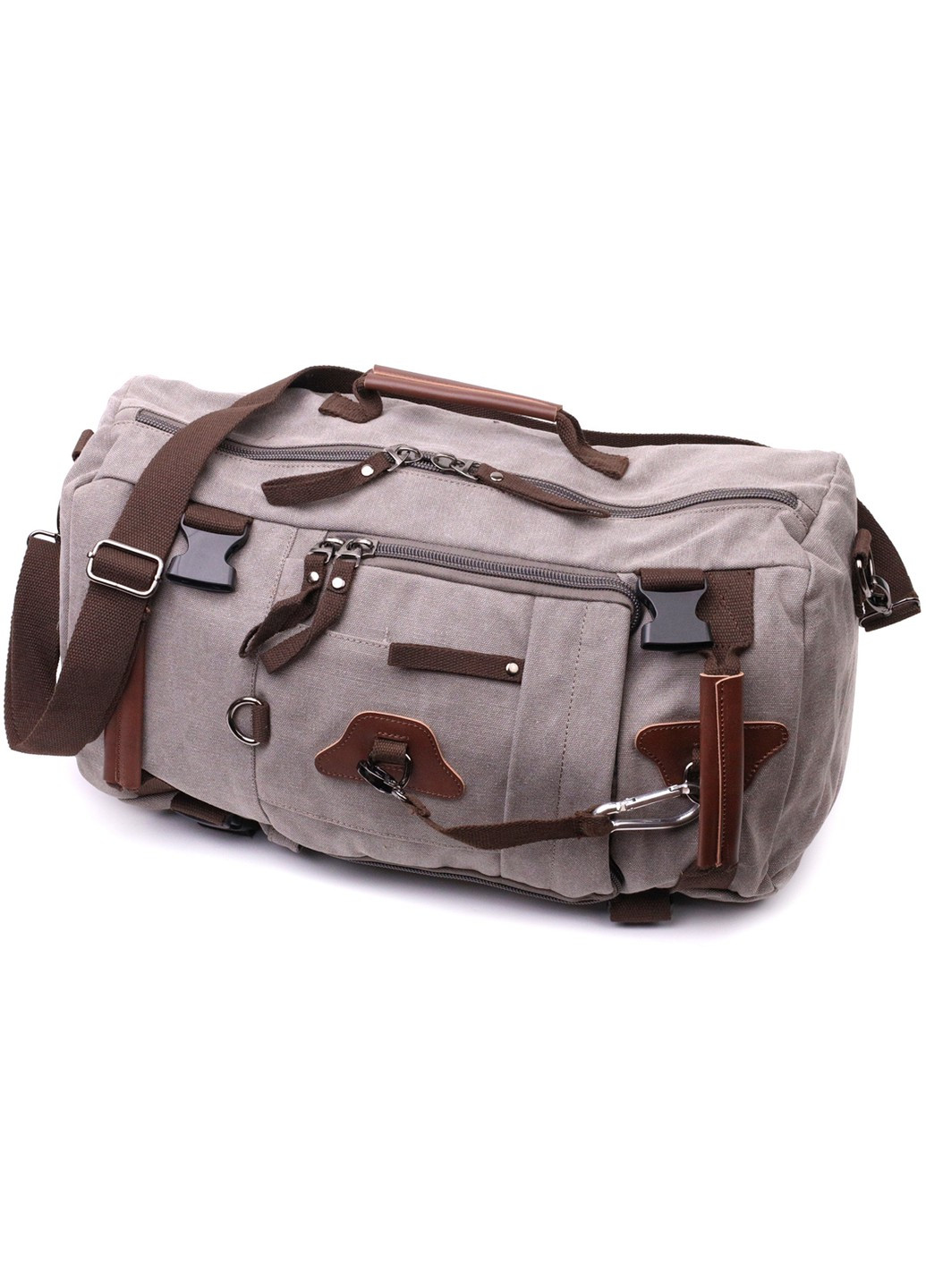 Рюкзак-трансформер у стилі мілітарі із щільного текстилю 22156 Сірий Vintage (267925298)